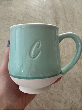 Ceramic Initial 'C' Mint Green Stoneware Mug